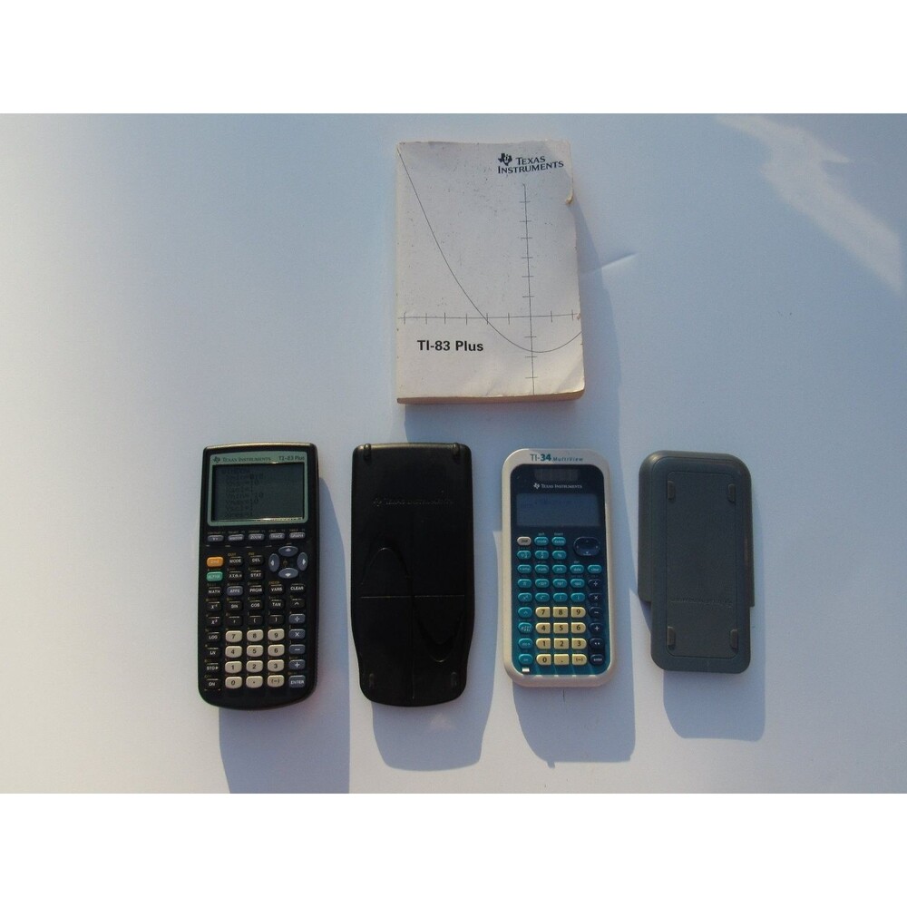 Texas Instruments TI-34 & TI-83 Plus Graphing Calculator Black Vintage LCD